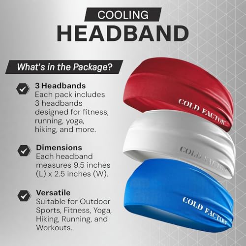 Image of COLD FACTOR Cooling Headband for Women and Men - UPF 50+ Advanced Evaporative Comfort, Instant Cooling Sweatband for Outdoor Sports, Fitness, Yoga, Hiking, Running, and Workout