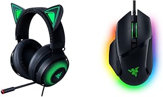 Razer Kraken Kitty RGB USB Gaming Headset: THX 7.1 Spatial Surround Sound - Classic Black & Basilisk V3 Customizable Ergonomic Gaming Mouse: Fastest Gaming Mouse Switch - Classic Black