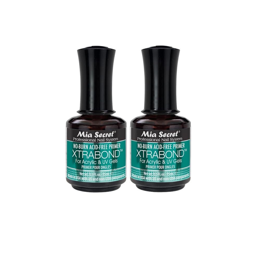 Mia Secret 2PCS No Burn Acid Free Primer Xtra Bond Acrylic UV Gel Nail Primer 0.5 Fl Oz