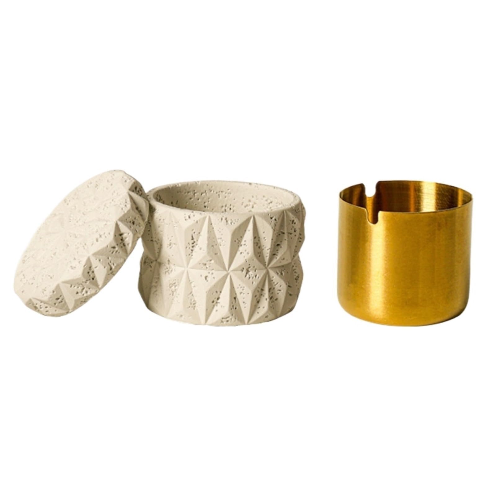 Cenicero de cemento para uso en interiores y exteriores, diseño duradero y sellado, decoración antideslizante para hoteles, hogares y B & B, estilo minimalista beige