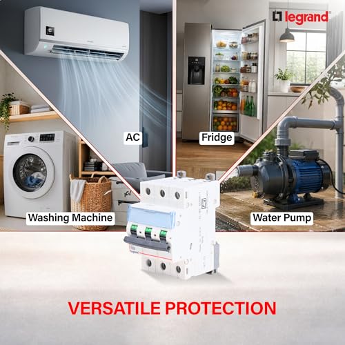 Image of Legrand DX 50A Triple Pole MCB C Curve 10kA | 3-Phase Miniature Circuit Breaker | ISI Marked IS /IEC 60898-1 | Overload & Short Circuit Protection for Industrial & Commercial Use