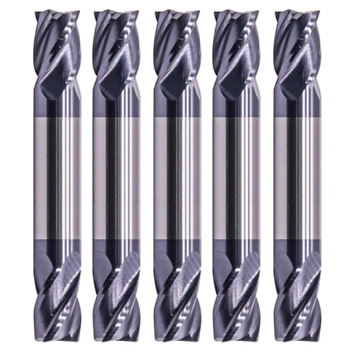 Image of 5Pcs 3 /8 inch 4 Flute Solid Carbide Square End Mill - Double End - AlTiN Coated | 35 Degree Helix, 3 /8 inch Cutting Diameter, 3 /8 inch Shank Diameter, 9 /16 inch Length of Cut, 2-1 /2 inch Overall Length