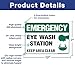 (2 Pack) Emergency Sign, Eye Wash Station Sign, Keep Area Clear Sign, 10 x 7 Inches .40 Rust Free Aluminum, UV Protected, Weather Resistant, Waterproof, Durable Ink，Easy to Mount
