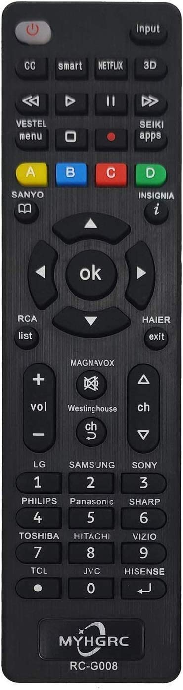 MYHGRC Universal TV remote control compatible with multi-brand remote controls easy to combine with Samsung LG Sony Hisense Sharp Toshiba Hitachi. Setting up your TV is easy