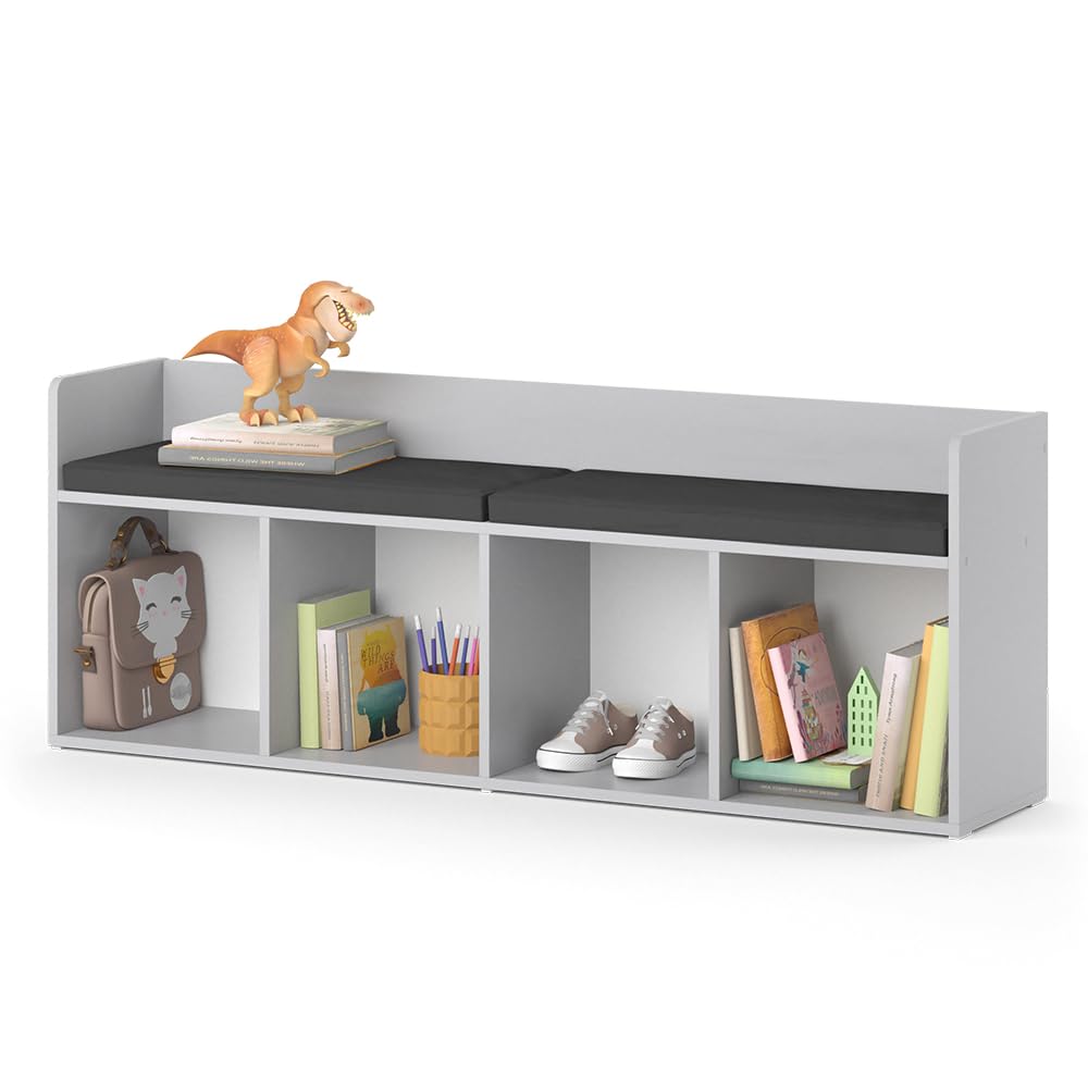 Vicco Étagère pour Enfants Luigi, Gris Clair, 142.4x53.4cm 4 Compartiments, Compatible avec d'autres éléments de la série Luigi