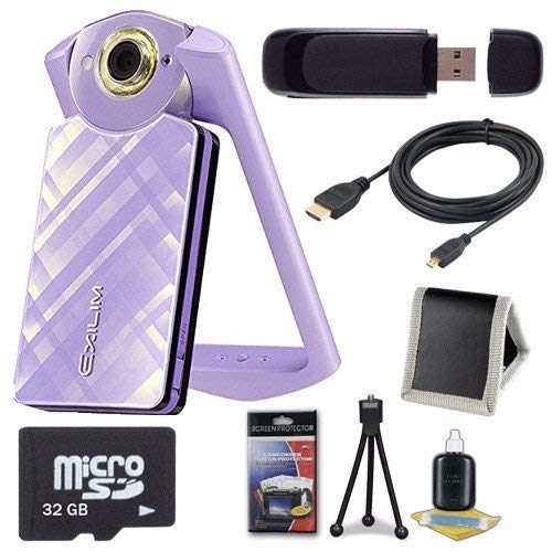 6Ave Casio EX-TR60 Self Portrait/Selfie Digital Camera (Light Violet) + 32GB microSD Class 10 Memory Card + Micro HDMI Cable + SDHC Card USB Reader + Memory Card Wallet + Deluxe Starter Kit Bundle