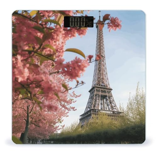 Báscula digital de baño con diseño Torre Eiffel y plataforma amplia