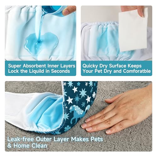 Image of wegreeco Washable Male Dog Diapers (Pack of 3) - Washable Male Dog Belly Wrap (Mustang, Medium)