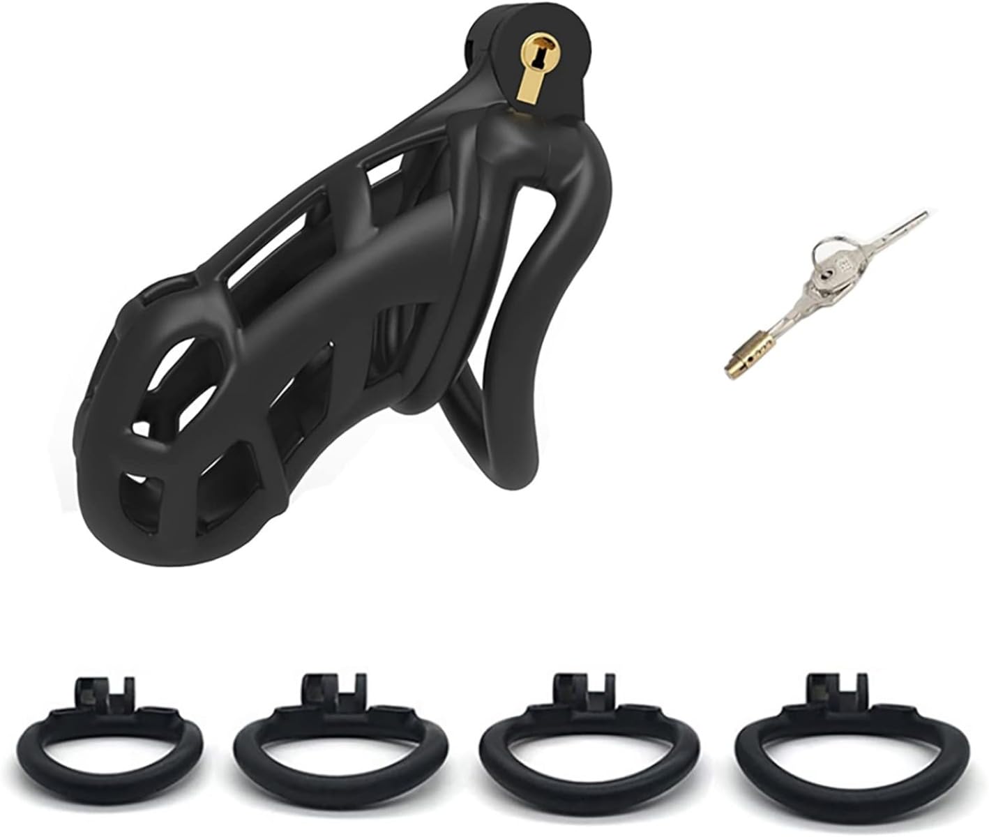 Gabbia Sportiva In Resina Nera + 4 Fibbie Ad Anello + 1 Chiave (Standard) -H