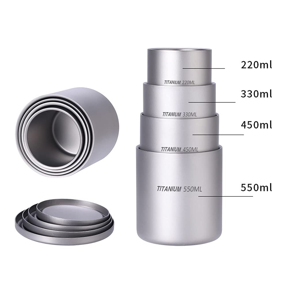 220ml/330ml/450ml/550ml Doppelwandige Wassertasse Kaffee Tee Becher für Home Office Outdoor Camping Wandern Rucksack Picknick,Titan Wasserbecher