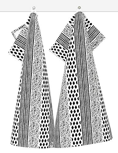 Lashuma Kitchen Towel Set of 2 Tea Towels Black / White Geometric Motif 48 x 68 cm, Geschirrtücher - Image 4
