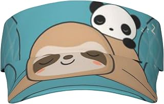 Cute Panda and Sloth Sun Visor Hats Outdoor Sunscreen Hat Empty Top Baseball Sun Cap Adjustable Beach Hat for Men Women Black, Black, One Size, Black, One Size