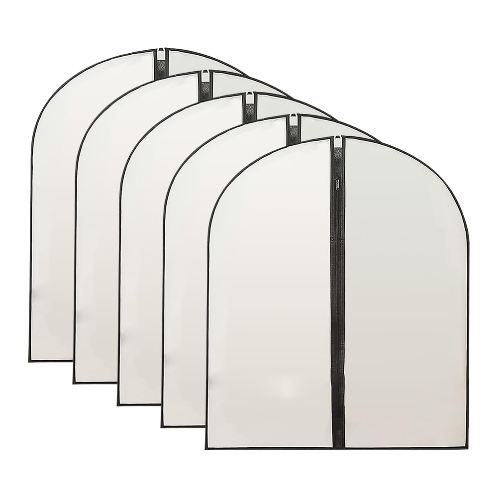 GSHLLO 5 Pcs 60 x 100cm Clear Dress Covers Garment Storage Bags Plastic Coat Covers Suit Protector Bags