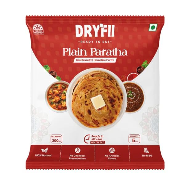 Dryfii Ready-to-Eat Plain Paratha | Soft & Flaky Whole Wheat Paratha with Desi Ghee | Pack of 5 Pieces (1 Pack) | No Preservatives | Easy Heat & Serve-image-32
