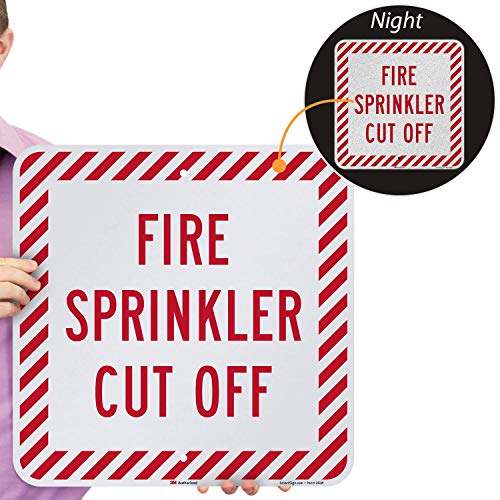 Panneau Fire Sprinkler Cut Off SmartSign 45x45 cm en aluminium réfléchissant