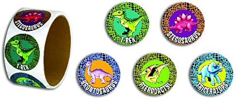 DINOSAUR Party Stickers - 100 per roll with dinosaur names on each