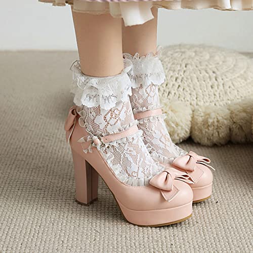 UniqueStride Women Platform Mary Janes Chunky High Heels Pumps Ankle Strap Block Heel Round Toe Lolita Shoes4