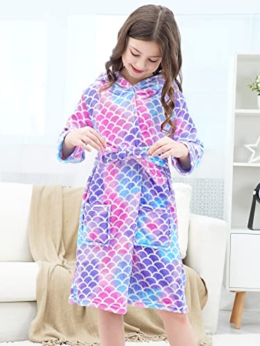 Image of Doctor Unicorn Soft Hooded Rainbow Bathrobe Sleepwear for Girls