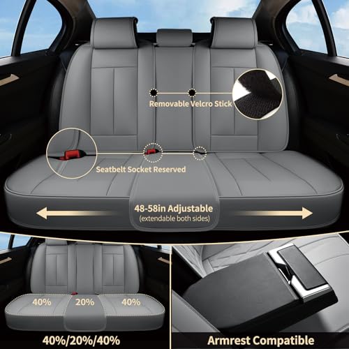 Image of FLORICH Car Seat Cover Full Set, Automotive Seat Covers, Luxury Waterproof Leather Car Seat Protectors, Car Seat Cushions Universal Fit for Most Sedans SUVs Trucks - Grey