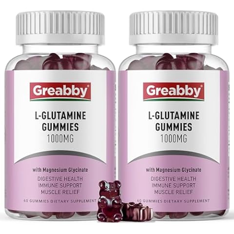 GREABBY L Glutamine 1000mg Gummies - Muscle Relief & Immune Support, Amino Acid Supplement with Magnesium Glycinate, Vegan & Non-GMO, Gluten Free (120 Count) Cover