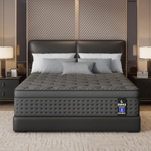 ENSHUI 14 Inch Medium Firm Full Mattress Encased Pocket Spring Hybrid Mattress CertiPUR-US Certified Breathable Comfort Motion Isolation Pressure Point Relief & Lumbar Support 100 Night Trial