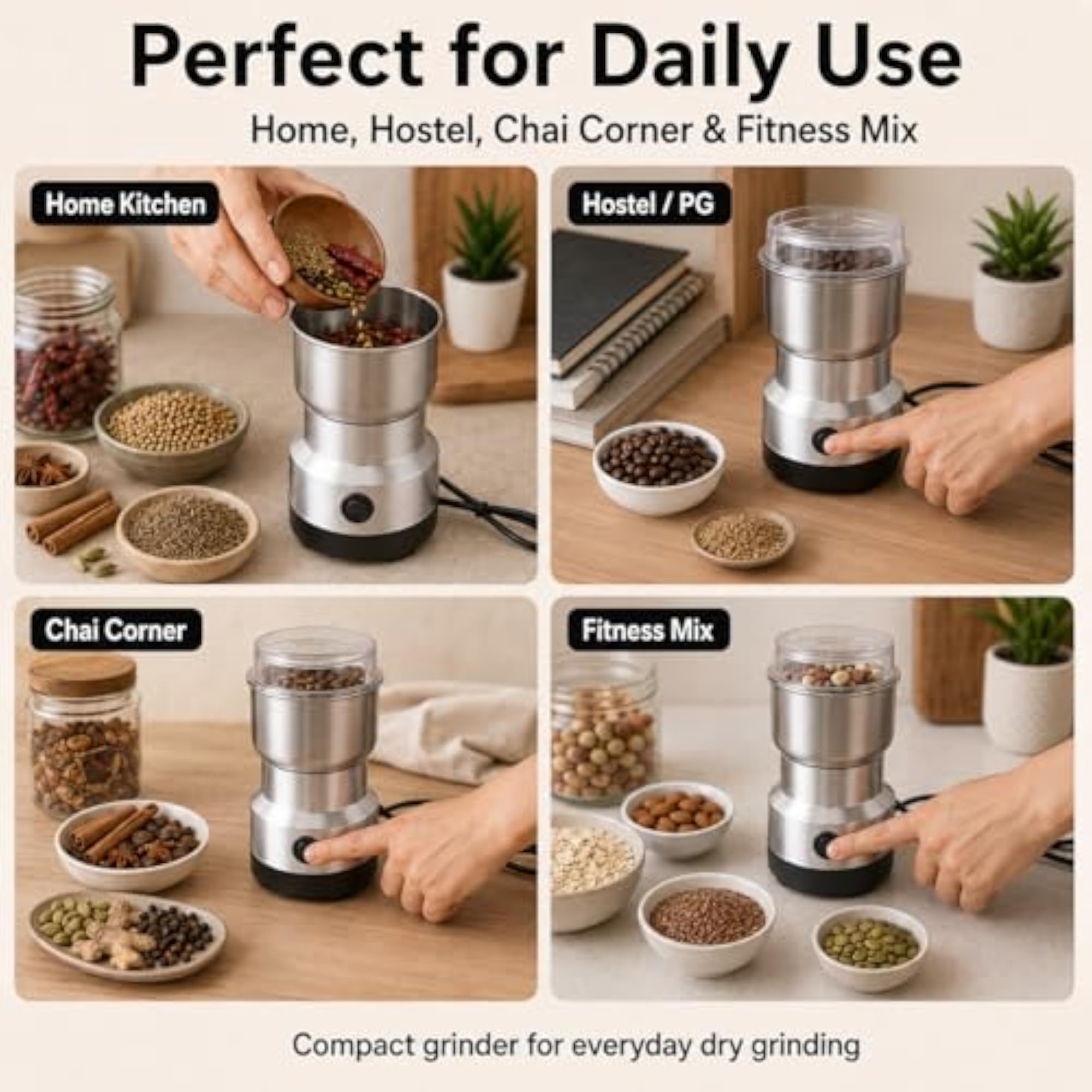 Mini Mixer Grinder for Kitchen, Electric Spice Machine