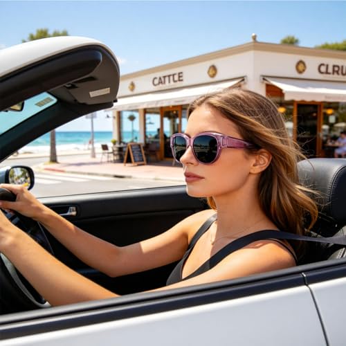 Image of HAOLOTA Fit Over Glasses Sunglasses for Women Polarized | Over Glasses Sun Glasses, UV400 Polarized Lens, Trendy Cat Eye Sunglasses, Lightweight and Flexible, Driving, Daily Use