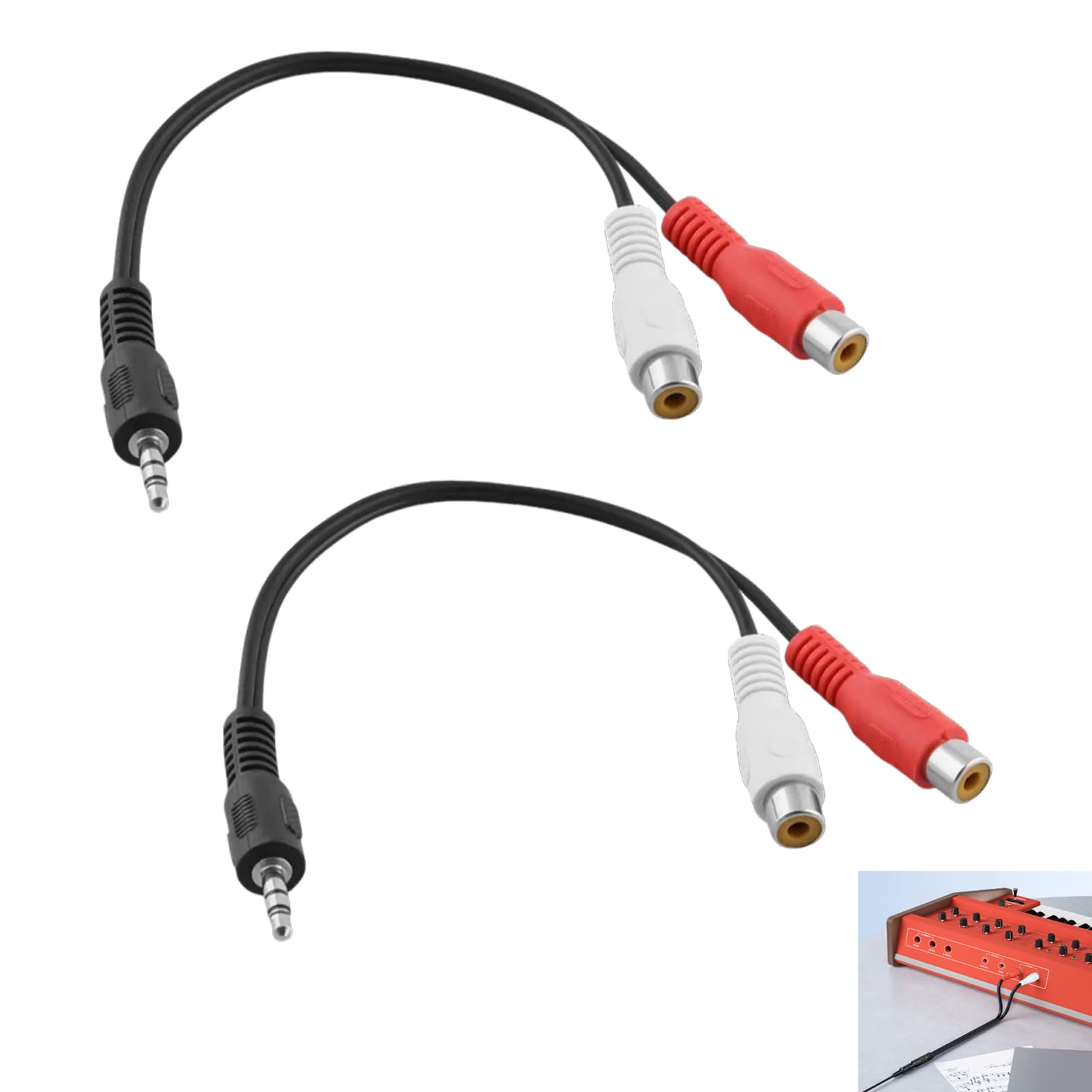 2 Pièces Adaptateur Audio Stéréo RCA vers Jack 3,5 mm, Convertisseur 2x RCA Femelle vers Fiche Jack Mâle, Câble Audio Hi-Fi Haut, Connexion TV, Chaîne Stéréo, Amplificateur, Enceinte, Smartphone