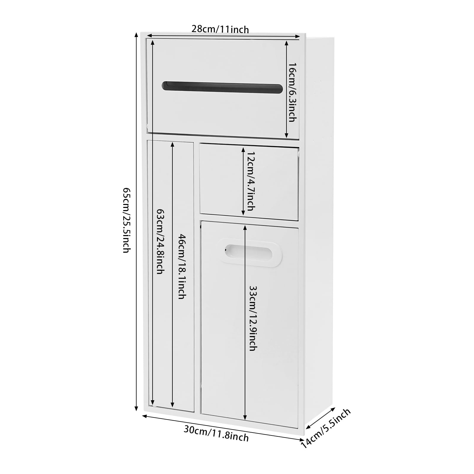 Badezimmer aus Edelstahl mit Eingebauter Dusche Badezimmer Einbau Organizer, MüLleimer mit Toilettenpapierhalter und BüRstenspeicher, Platzsparend, Rostfrei, für Zuhause und BüRo (Weiß)