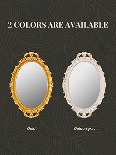 Mirrornova Decorative Wall Mirror, Vintage Hanging Mirrors For Bedroom Living-Room Dresser Decor, Oval Antique Gold 9.6 W X 14.3 L #TOP6
