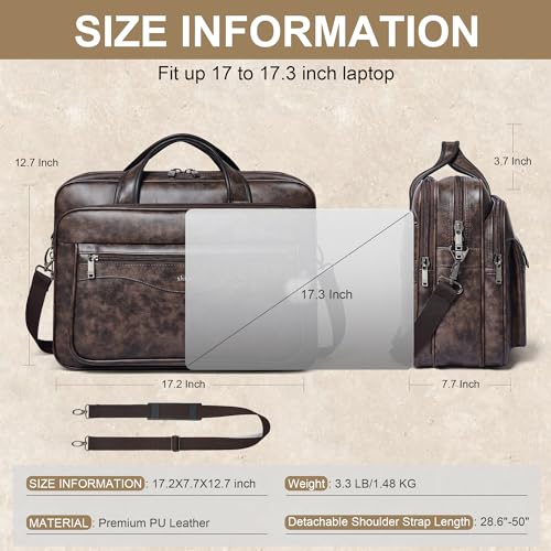 Image of Shrrie Vegan Leather Laptop Bag 17 to 17.3 Inch for Men and Women