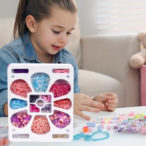 Image of FLO Divas Boutique Girls Jewelry Making Kit | 1750+ Colorful Beads, Metallic Charms, Bracelet & Necklace DIY Craft Kit | Jewelry Making Kit for Kids Girls Teens | Beads, Thread, Earring Hooks