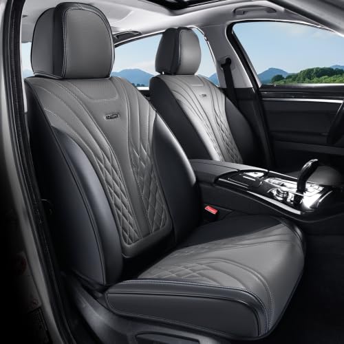 Image of Coverado Car Seat Covers, Car Seat Covers Front Seats, 2-Pack Front Seat Cover, Nappa Leather Waterproof Seat Covers, Car Seat Protectors, Automotive Seat Covers Universal Fit for Most Vehicles