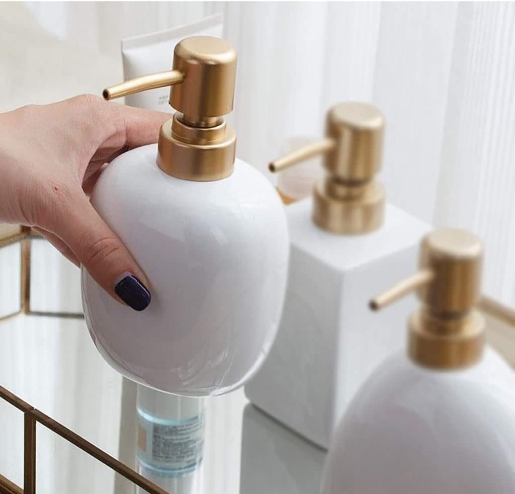 Dispenser di sapone in ceramica ed emulsione pompa di plastica contatore sub-riempimento molto adatto per olio essenziale gel doccia