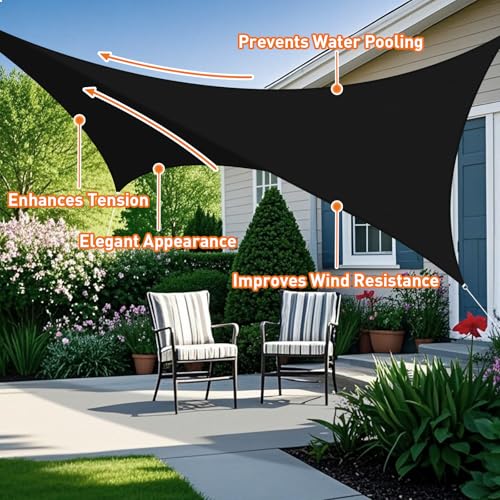 Artpuch Rectangular Breathable UV Block Sun Shade Sail Outdoor Covering Cloth for Deck, Backyard, 7'X8', Black (Customized Available)