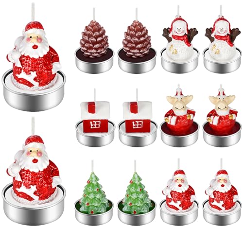ilauke 12 Stücke Weihnachten Teelicht Kerzen, Handgemachte Zarte...
