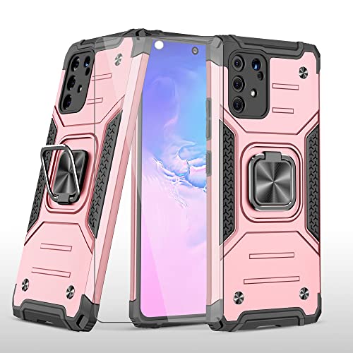 Asuwish Phone Case for Samsung Galaxy S10 Lite with Tempered Glass Screen Protector Cover and Ring Holder Stand Slim Hybrid Protective Cell Glaxay S10lite S 10 10s Galaxies A91 Women Men Rose Gold