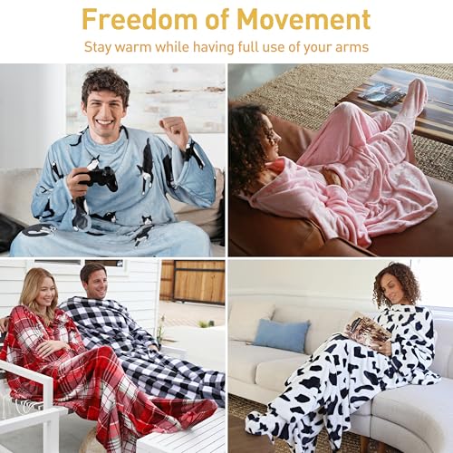 Image of Catalonia Wearable Blanket with Sleeves & Foot Pocket for Adults
