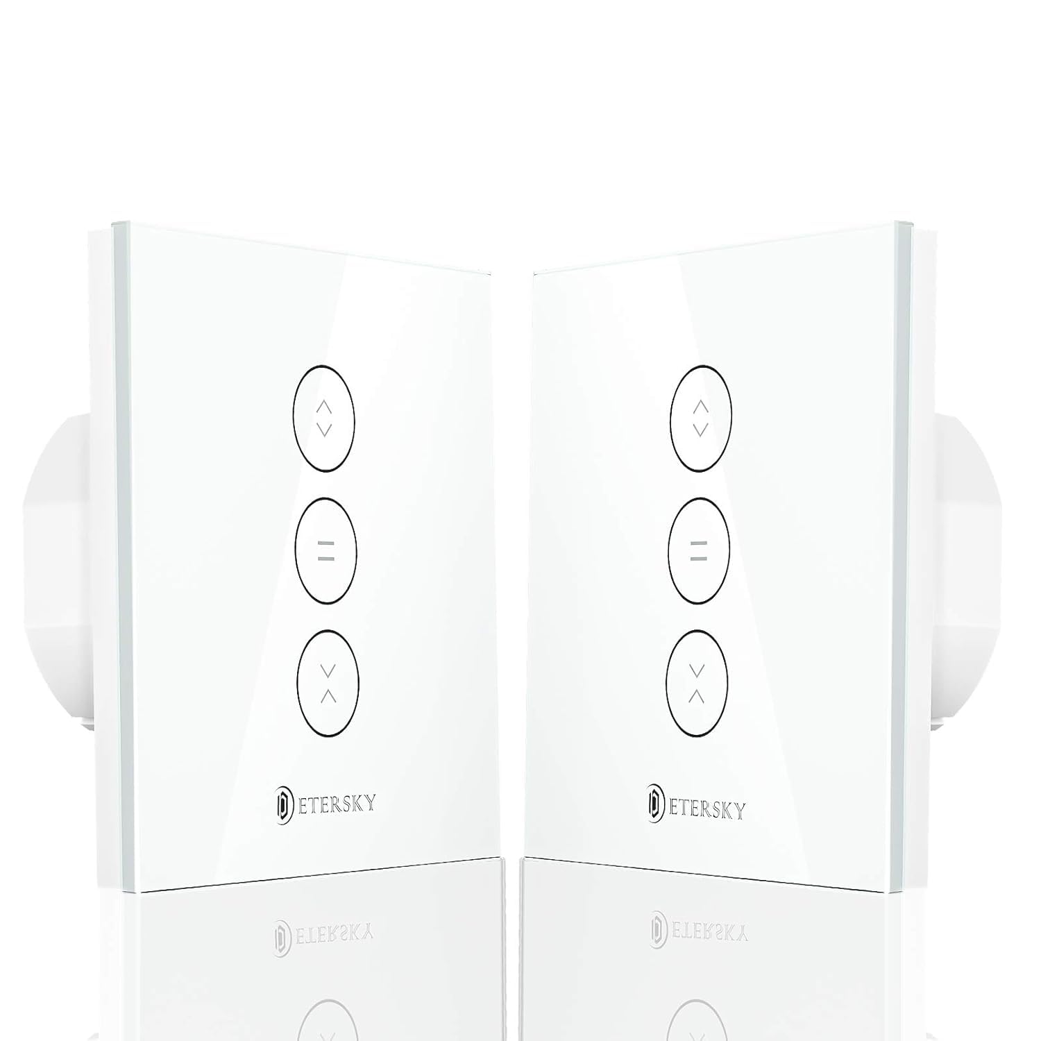 【LED Controlable】 Interruptor Persiana Wifi, Etersky Interruptor Inteligente Control de APP y Voz Compatible con Alexa y Google Home, para Reloj para Motor Persiana Tubular, 2 Piezas