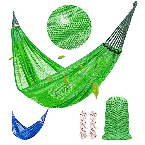 LATTCURE Hamaca Colgante Nylon 2 Personas con Correa y Mosquetón 275x140cm 300kg Capacidad de Carga Ultraligero Jardín Exterior Portátil Camping Senderismo Viaje al Aire Libre (Malla 1)