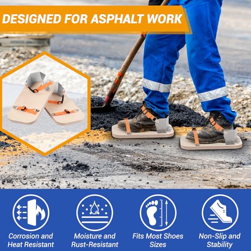 Asphalt Shoes Galvanized Steel with Wooden Soles and Adjustable Nylon Elastic Straps for Tamping and Compacting Hard to Reach Areas3