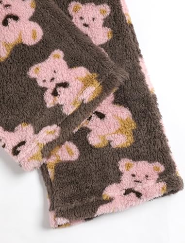 Image of ZAFUL Women's Fuzzy Plush Pajama Pants Wide Leg Pj Bottoms Lounge Pants