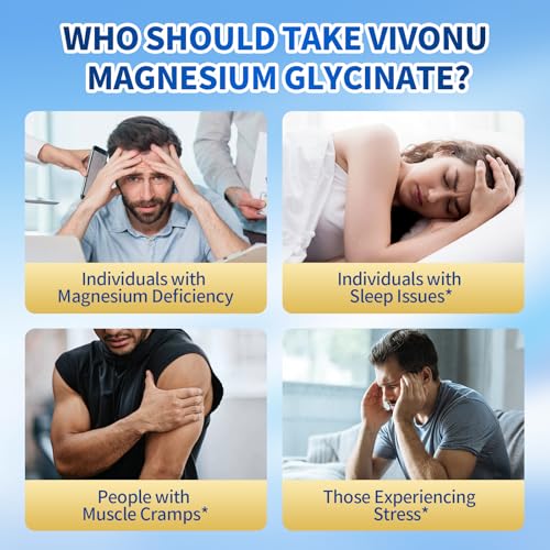 Image of VivoNu 3 Bottle - Magnesium Glycinate 500mg, Magnesium Supplement with Vitamin B6 for High Absorption