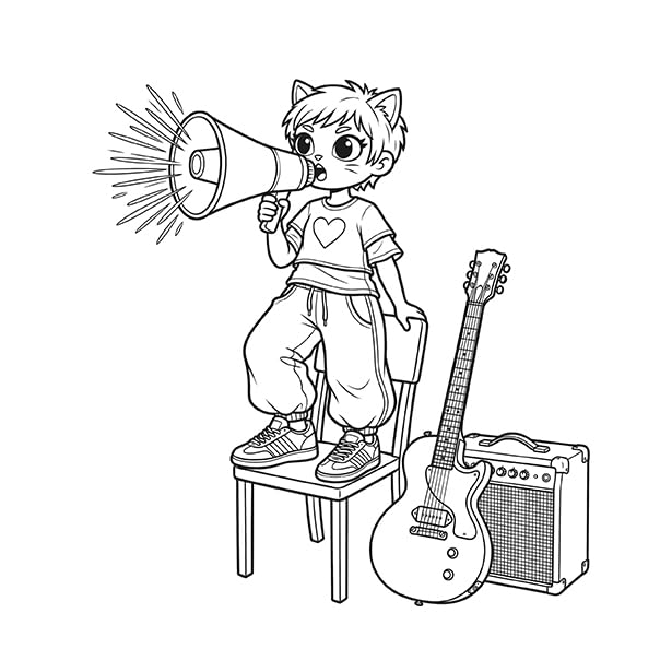 Cute Cozy Coloring: Rockstar Kitty image 5