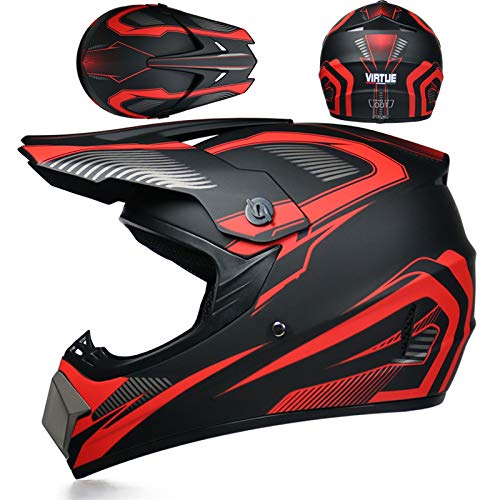 Amacigana® Casco de motocross juvenil y juvenil para motocross, para adulto, para motocross, Dirt Bike ATV, color rojo, S Cover