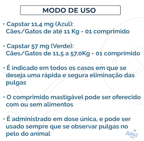 Antipulgas, 11,4 mg, Comprimidos para Cães e Gatos até 11,4 kg, 1 Comprimido - Capstar Azul