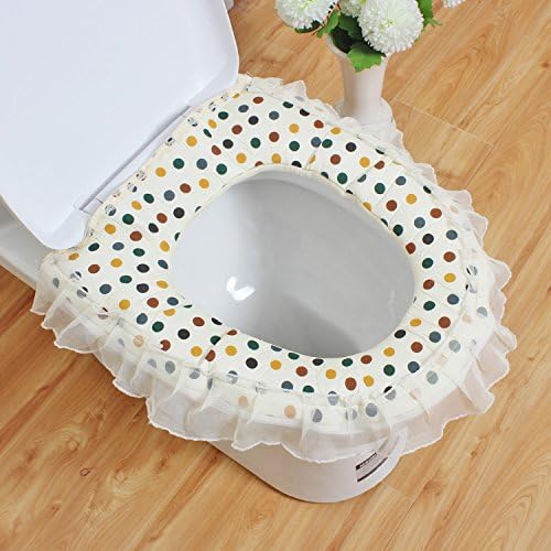 MKSFY Toilet Seat Cover Lace Cloth Toilet 3-Piece Zipper-Style Bathroom Four Seasons Universal, P Base - Colored Ball