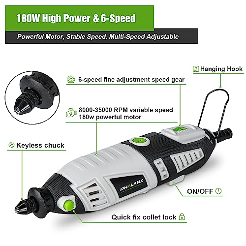 Phalanx PRT4335-PRO 180W Rotary Tool Kit, 1.5-Amp 6 Variable Speed With Flex Shaft, 8000-35000Rpm Rotary Multi-Tool& 213Pcs Accessories Kit, Power Multiuse Set Prefect thumb #1