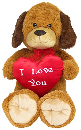 Wagner 9039 - XXL Plüschhund mit Herz - 100 cm groß - braun - Hund Plüschbär Teddy Bär Teddybär