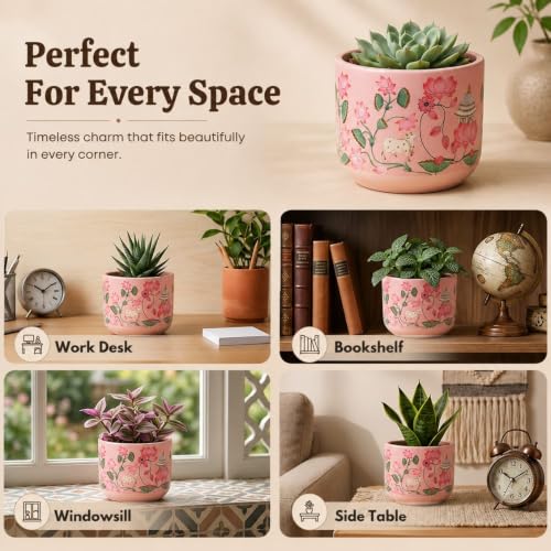 Image of Urban Upvan Decorative Terracotta Tradition Lotus Planter Pot for Home & Garden | Indoor Outdoor Flower Pot for Balcony, Living Room, Office & Table Decor (Pack of 1)